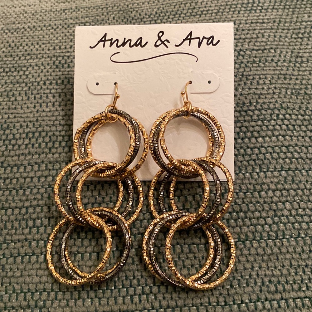 Gold and pewter earrings